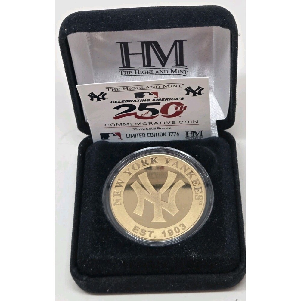 Highland Mint NY Yankees America 250th Bronze Coin Box & COA #339/1776 Rare Low